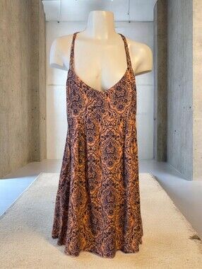 O’Neill Orange Paisley Crisscross Back Mini Dress Size M